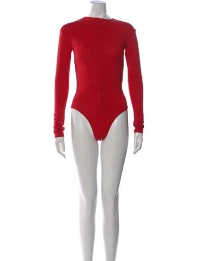 Pre-owned The Line By K Crew Neck Long Sleeve Bodysuit In Red