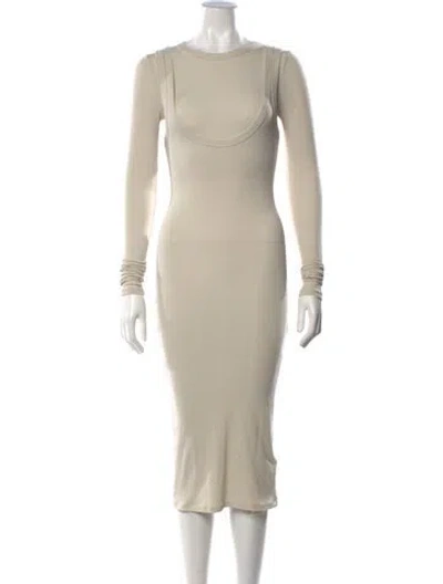 Pre-owned The Line By K Crew Neck Midi Length Dress In Neutrals
