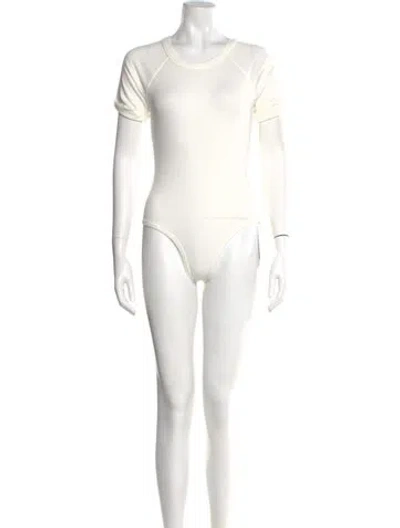 Pre-owned The Line By K Crew Neck Short Sleeve Bodysuit In White