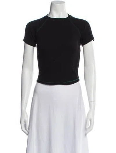 Pre-owned The Line By K Crew Neck Short Sleeve Crop Top In Black