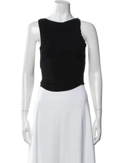Pre-owned The Line By K Crew Neck Sleeveless Crop Top In Black