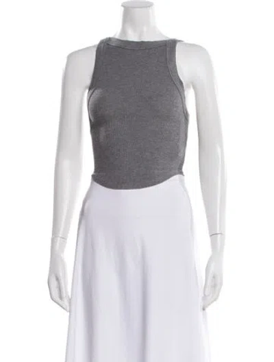 Pre-owned The Line By K Crew Neck Sleeveless Crop Top In Gray