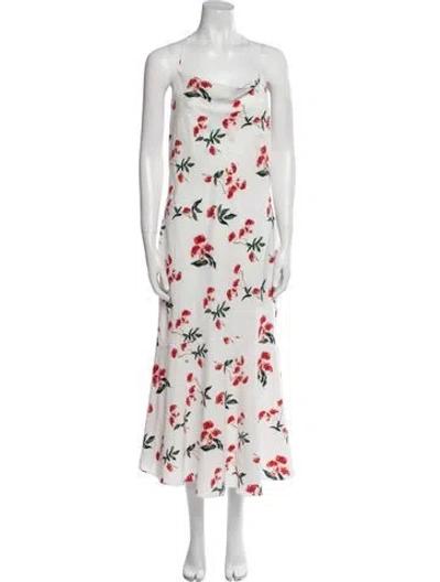 Pre-owned The Line By K Floral Print Midi Length Dress In White