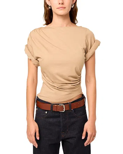 The Line By K Francine Pleated Short Sleeve Tee In Nude