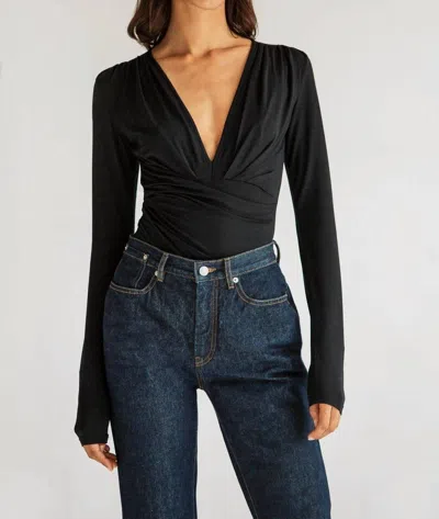 The Line By K Isla V-neck Bodysuit In Black