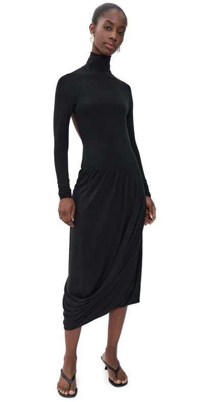 The Line By K Jan Open Back Draped Dress Black
