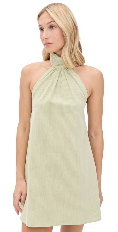 The Line By K Kaito Stripe Mini Dress Green Stripe