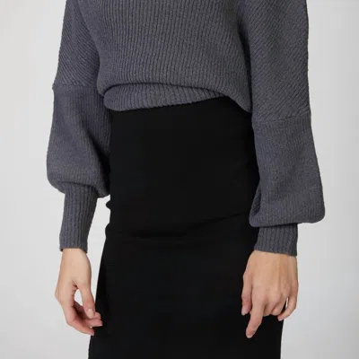 The Line By K Leon Off-shoulder Sweater In Charcoal Grey