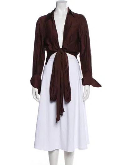 Pre-owned The Line By K Long Sleeve Blouse In Brown