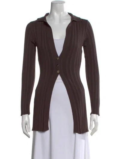Pre-owned The Line By K Long Sleeve Button-up Top In Brown