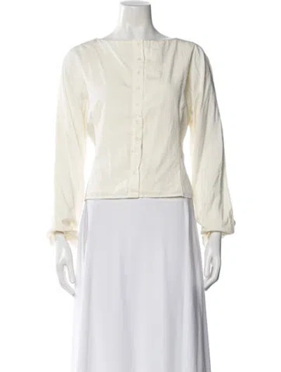 Pre-owned The Line By K Long Sleeve Button-up Top In White