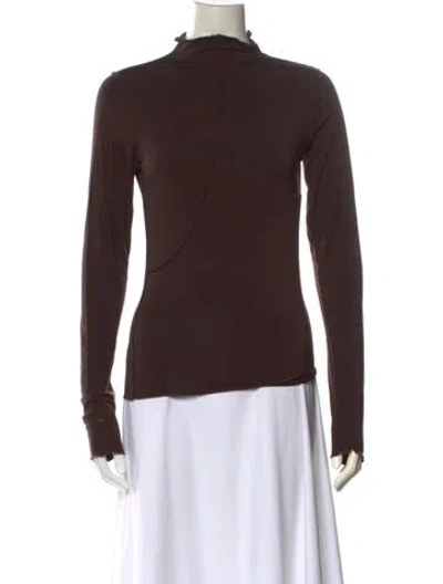 Pre-owned The Line By K Mock Neck Long Sleeve Sweatshirt In Brown