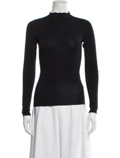 Pre-owned The Line By K Mock Neck Long Sleeve Top In Black