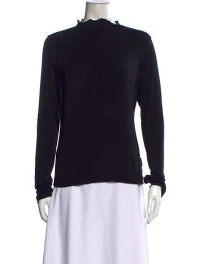 Pre-owned The Line By K Mock Neck Long Sleeve Top In Black