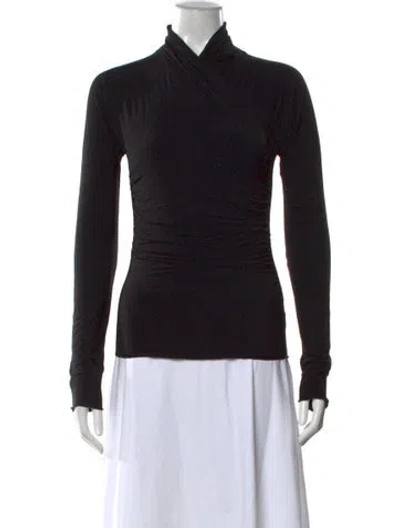 Pre-owned The Line By K Mock Neck Long Sleeve Top In Black