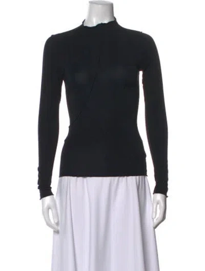 Pre-owned The Line By K Mock Neck Long Sleeve Top In Black