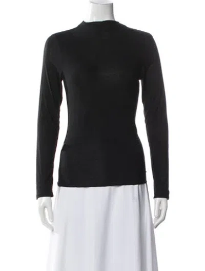Pre-owned The Line By K Mock Neck Long Sleeve Top In Black