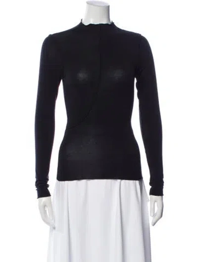 Pre-owned The Line By K Mock Neck Long Sleeve Top In Blue
