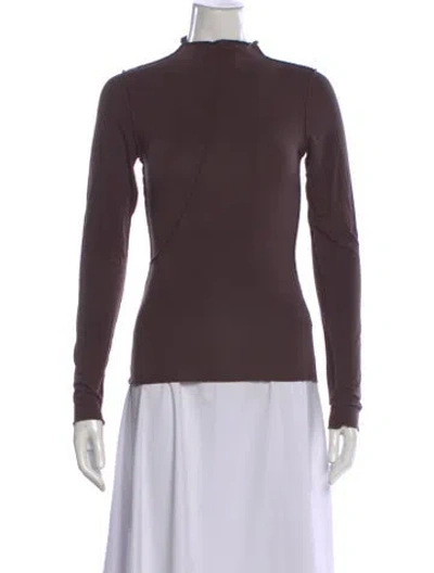 Pre-owned The Line By K Mock Neck Long Sleeve Top In Brown