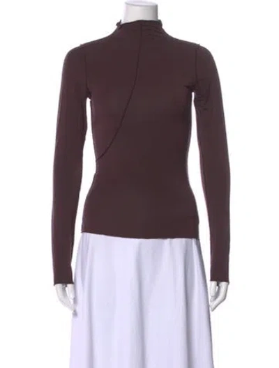 Pre-owned The Line By K Mock Neck Long Sleeve Top In Brown