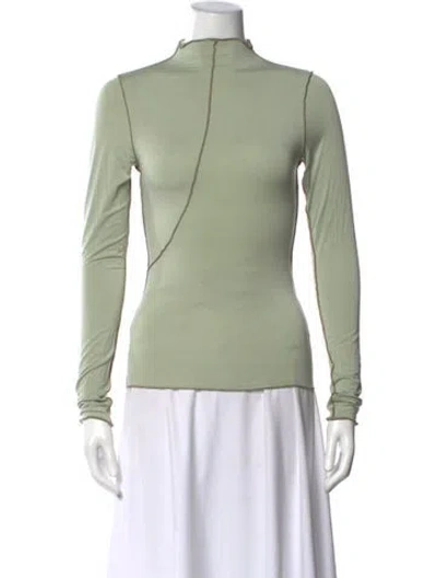 Pre-owned The Line By K Mock Neck Long Sleeve Top In Green