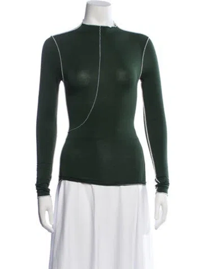 Pre-owned The Line By K Mock Neck Long Sleeve Top In Green