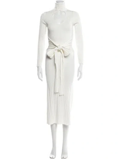 Pre-owned The Line By K Mock Neck Midi Length Dress In White