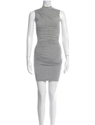 Pre-owned The Line By K Mock Neck Mini Dress In Gray