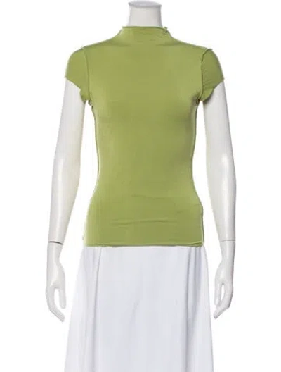 Pre-owned The Line By K Mock Neck Short Sleeve Top In Green