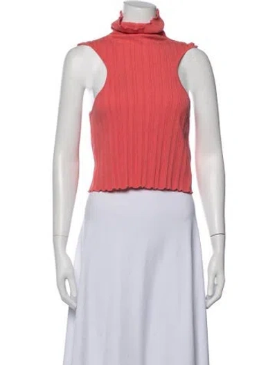 Pre-owned The Line By K Nylon Turtleneck Crop Top In Orange