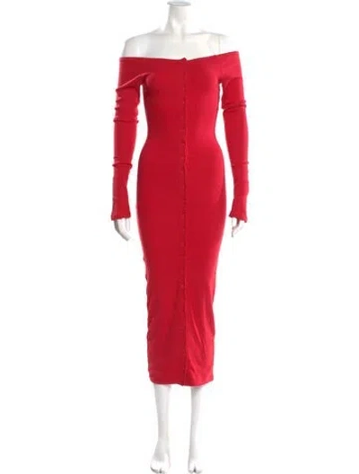Pre-owned The Line By K Off-the-shoulder Long Dress In Red