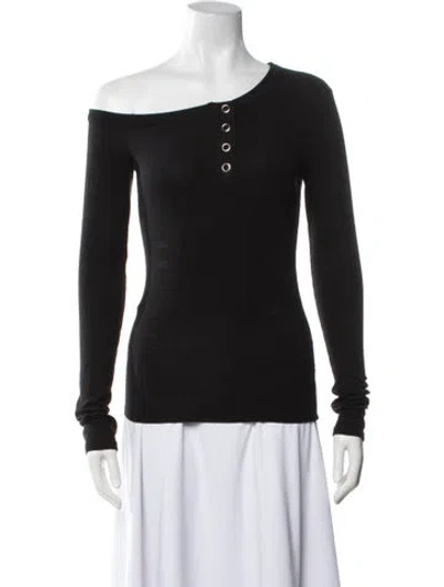 Pre-owned The Line By K Off-the-shoulder Long Sleeve Top In Black