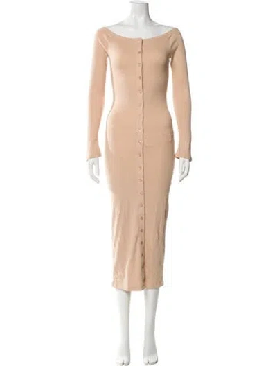 Pre-owned The Line By K Off-the-shoulder Midi Length Dress In Neutral