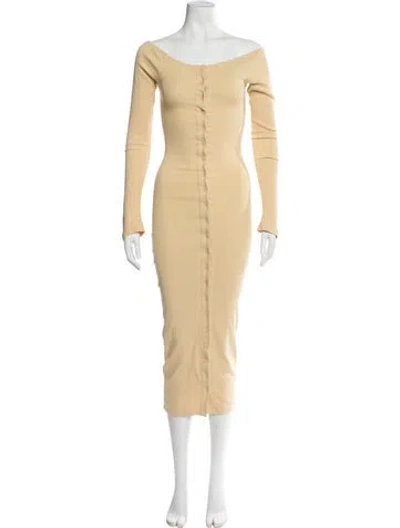 Pre-owned The Line By K Off-the-shoulder Midi Length Dress In Neutral