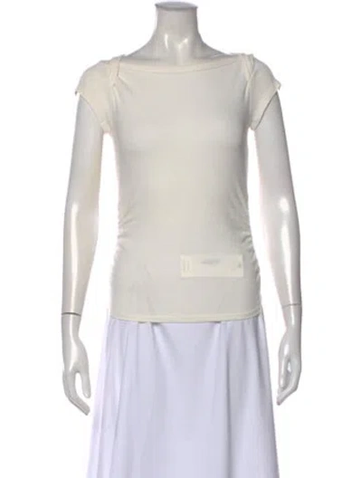 Pre-owned The Line By K Off-the-shoulder Short Sleeve Top In White