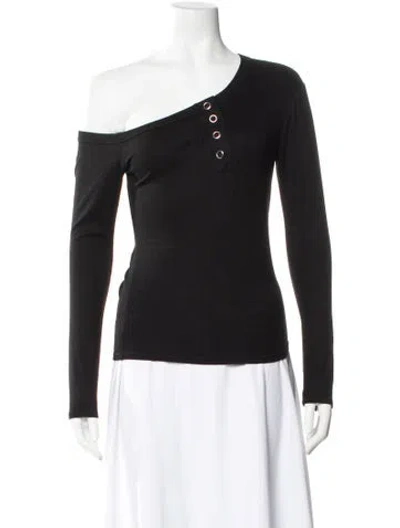 Pre-owned The Line By K One-shoulder Long Sleeve Top In Black