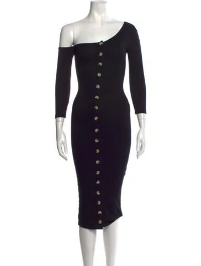 Pre-owned The Line By K One-shoulder Midi Length Dress In Black