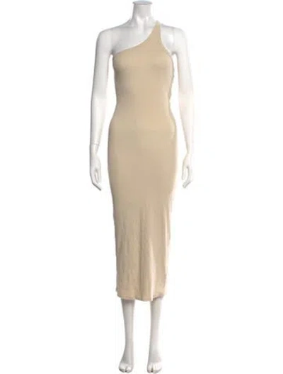 Pre-owned The Line By K One-shoulder Midi Length Dress In Neutrals