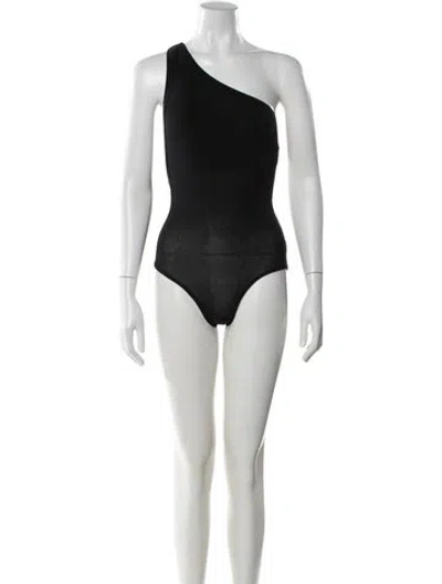 Pre-owned The Line By K One-shoulder Sleeveless Bodysuit In Black