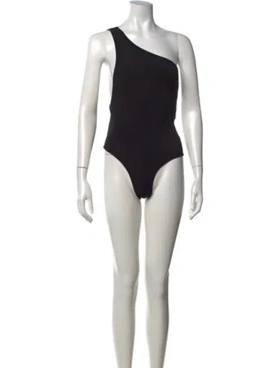 Pre-owned The Line By K One-shoulder Sleeveless Bodysuit In Black