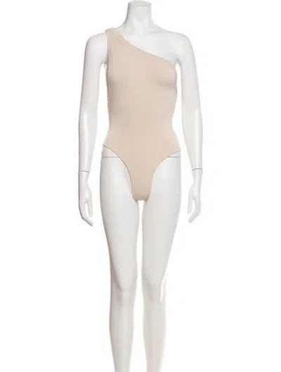 Pre-owned The Line By K One-shoulder Sleeveless Bodysuit In Neutral
