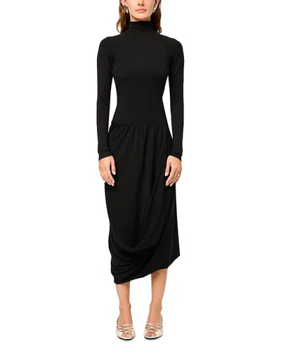The Line By K Open Back Draped Long Sleeve Dress In Black