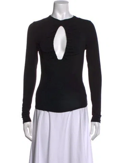 Pre-owned The Line By K Plunge Neckline Long Sleeve Top In Black