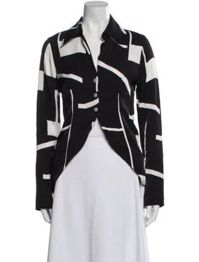 Pre-owned The Line By K Printed Long Sleeve Bodysuit In Black