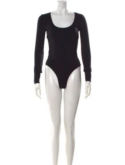 Pre-owned The Line By K Scoop Neck Long Sleeve Bodysuit In Black