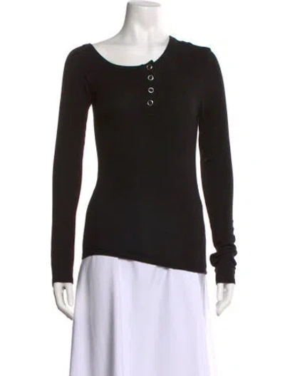 Pre-owned The Line By K Scoop Neck Long Sleeve Top In Black