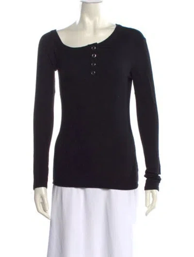 Pre-owned The Line By K Scoop Neck Long Sleeve Top In Black