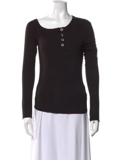 Pre-owned The Line By K Scoop Neck Long Sleeve Top In Black
