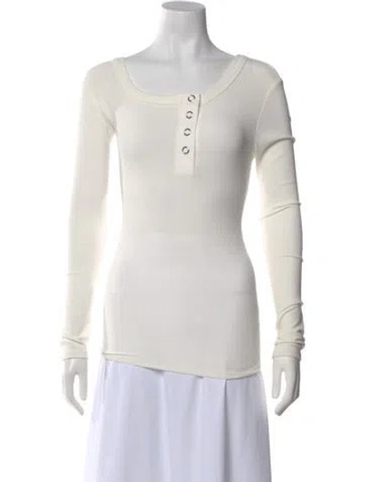 Pre-owned The Line By K Scoop Neck Long Sleeve Top In Neutral