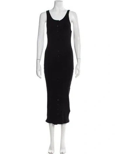 Pre-owned The Line By K Scoop Neck Midi Length Dress In Black